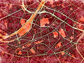 Map of Issy-les-Moulineaux with the style 'Amber Autumn' by Maporia