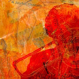 Trombone musical en rouge orangé sur Gevk - izuriphoto
