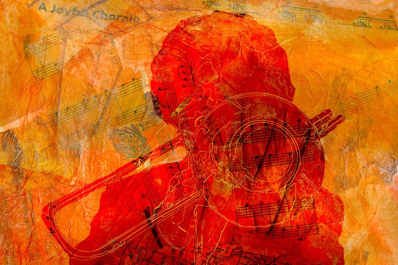 Musical trombone in red orange by Gevk - izuriphoto