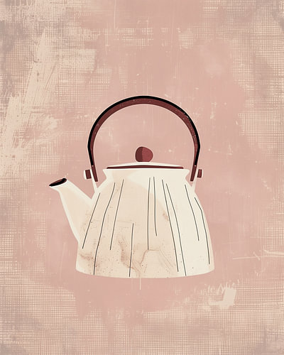 Théière en céramique au motif minimaliste « nature morte » - Style d'intérieur Japandi