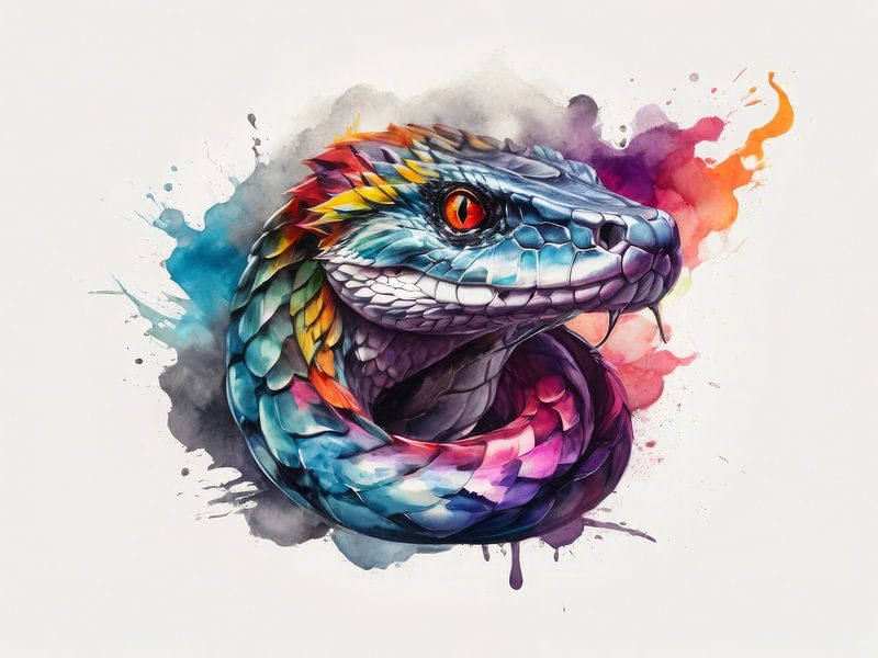 Watercolour of a snake by Patrick Dumee