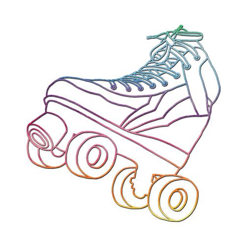 Neon roller skate on white (roller derby sports roller skates kids' room rainbow bright colours cool