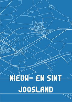 Blauwdruk | Landkaart | Nieuw- en Sint Joosland (Zeeland) van MijnStadsPoster