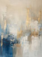 Modern en abstract in taupe, blauw en goud