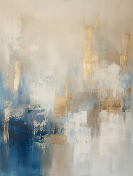 Modern en abstract in taupe, blauw en goud van Japandi Art Studio