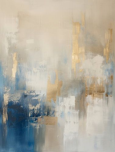 Modern en abstract in taupe, blauw en goud van Japandi Art Studio