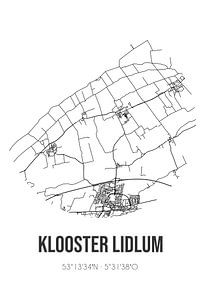 Klooster Lidlum (Fryslan) | Carte | Noir et blanc sur Rezona