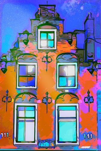 Grachtenpand bij nacht in Utrecht Nederland