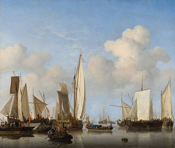 Windstille: Eine königliche Yacht umringt von anderen Schiffen, Willem van de Velde der Jüngere
