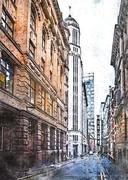 Art de l'aquarelle de Manchester #Manchester sur JBJart Justyna Jaszke