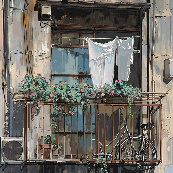City Balcon Quotidien Bacs à fleurs Ombre Linge Rouille urbaine par gm_designs