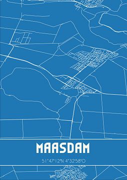 Blauwdruk | Landkaart | Maasdam (Zuid-Holland) van Rezona