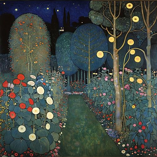 KLIMT PRINT NIGHT GARDEN