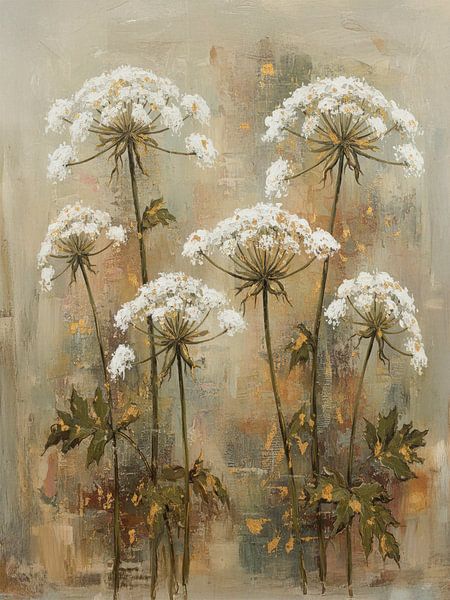 Peinture rustique et rurale d'une berce du Caucase (Screen Flowers) par Studio Pieternel