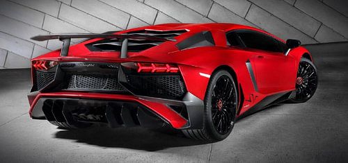 Red Lamborghini on black & white background