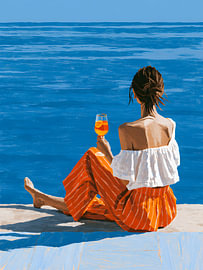Sunset Wine by the Blue Sea by Mosaic Dialogue