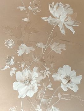 Botanisch stilleven in Japandi stijl. van Japandi Art Studio