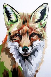 Abstract colourful fox painting by Imperial Art House