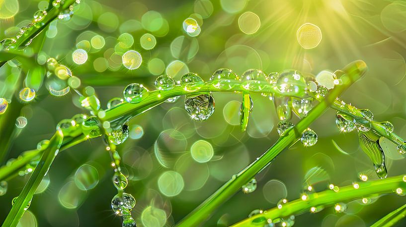 Morgentau auf Gras Großaufnahme von Vlindertuin-Art