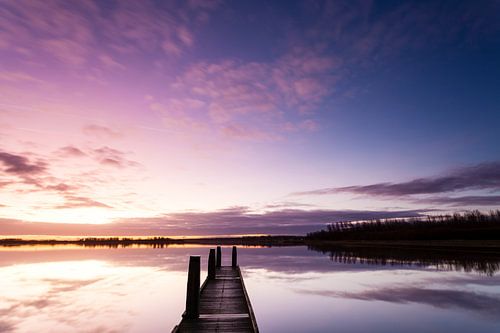 Sunrise at Lauwersmeer lake