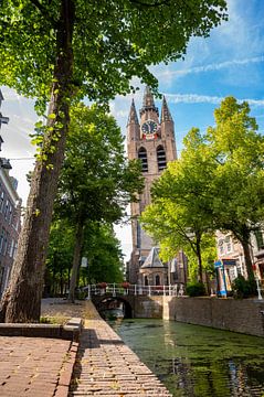 Old Church, Oude Kerk in Delft during a summer day by Sjoerd van der Wal
