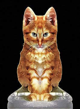 Vervreemdend rood kitten low key portret van Maud De Vries