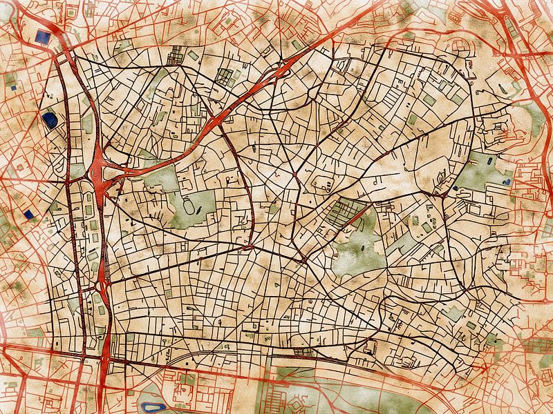 Map of Montreuil with the style 'Serene Summer' by Maporia