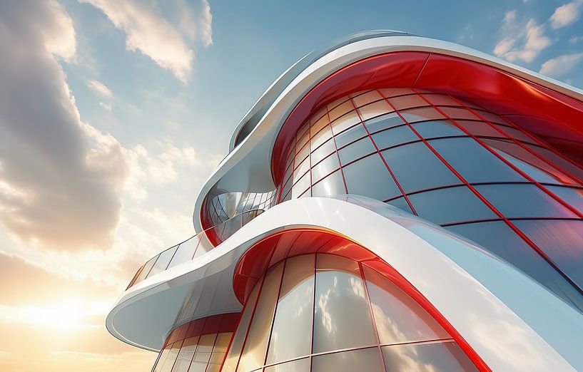 Modern uiterlijk in rood en wit van fernlichtsicht