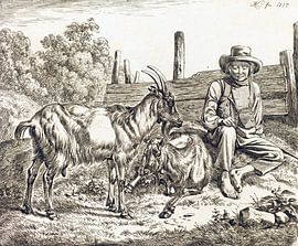 Johann Adam Klein, Shepherd boy with two goats, 1817 by Atelier Liesjes