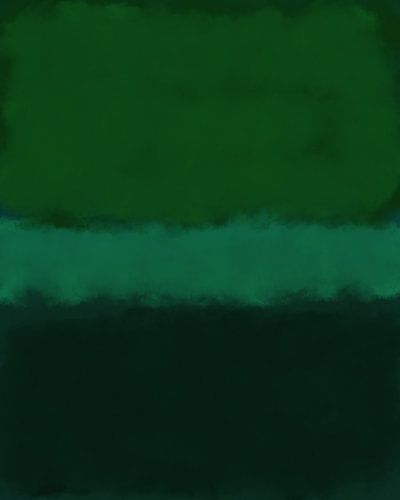 Abstract schilderij in neon gloeiende kleuren. Groen en zwart. van Dina Dankers