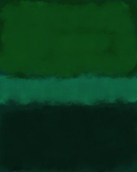 Abstract schilderij in neon gloeiende kleuren. Groen en zwart. van Dina Dankers