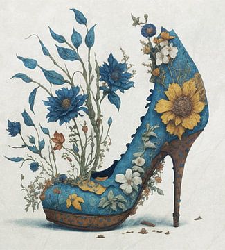 Blue suede shoe by Mirjam Duizendstra