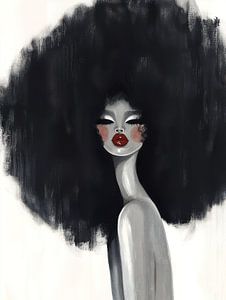 Portret van zwarte vrouw met afro haar