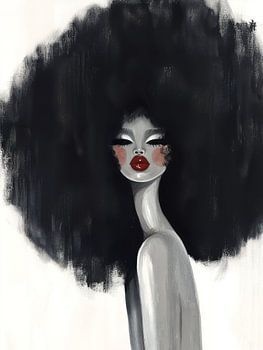Portrait d'une femme noire aux cheveux afro