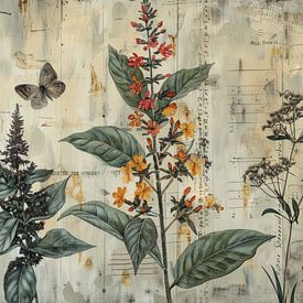 Mixed media collage "Landscape with butterfly" by Studio Allee
