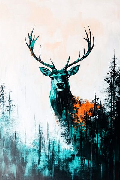 Abstract deer in forest by Imperial Art House