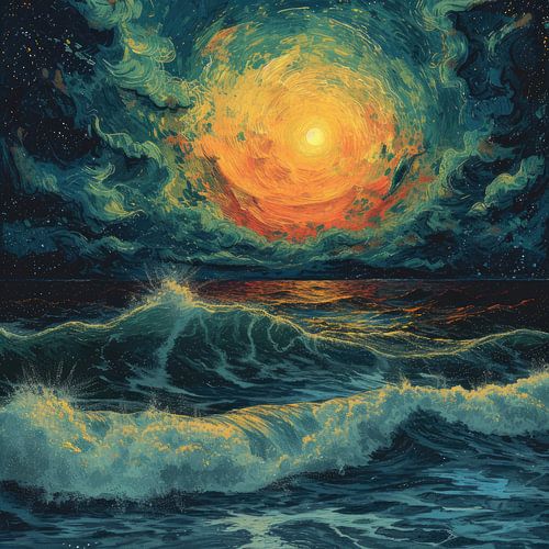 Maan Golven Zee Oceaan Maritieme Nacht