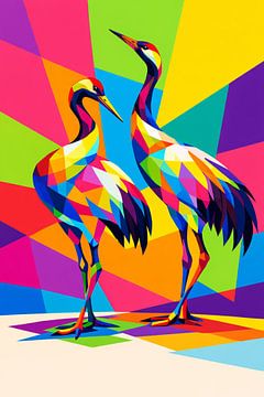 Spectrum Grace – Geometrisches Kranich-Duo von Dodik Hariyono
