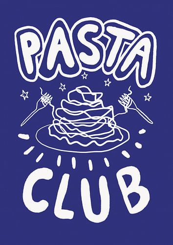 Poster Pasta Club Blauw omhoog