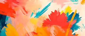 Levendige explosie van kleur op canvas