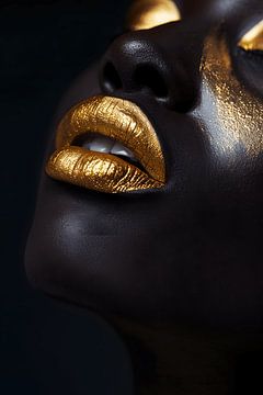 African-American woman with gold make-up
