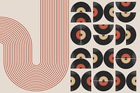 Retro Vintage Muziek Geometrie Kunst Vinyl Abstract