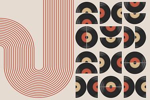 Retro Vintage Musik Geometrie Kunst Vinyl Abstrakt