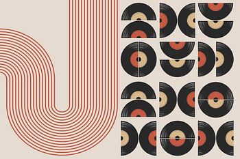 Retro Vintage Music Geometry Art Vinyl Abstract