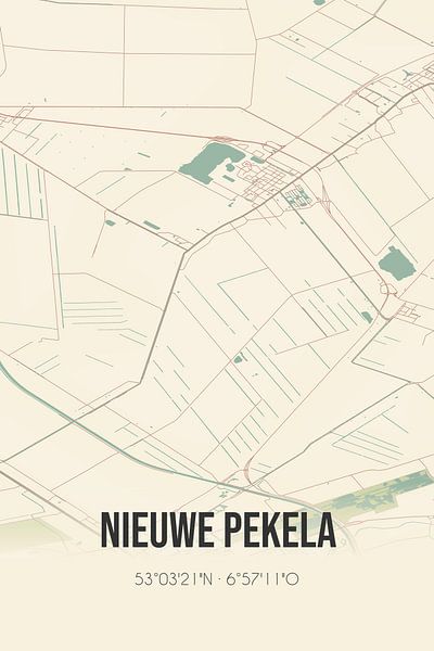 Vintage map of Nieuwe Pekela (Groningen) by Prints of Place