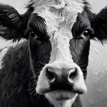 Portrait d'une vache curieuse sur Jessica Berendsen