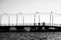 Pontjesbrug (Emmabrug), Willemstad, Curaçao. Zwart/Wit