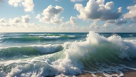 Sanfte Wellen und blauer Himmel
