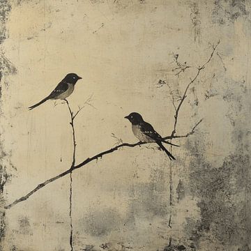 Minimalistische Vogels in Japandi Wabi-Sabi Stijl van Dream Designs art work