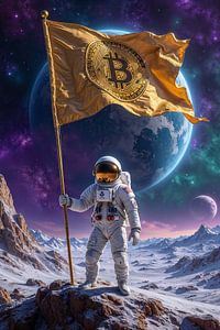 Fantasy Wall Art: BITCOIN FRONTIER - The Astronaut on the Moon